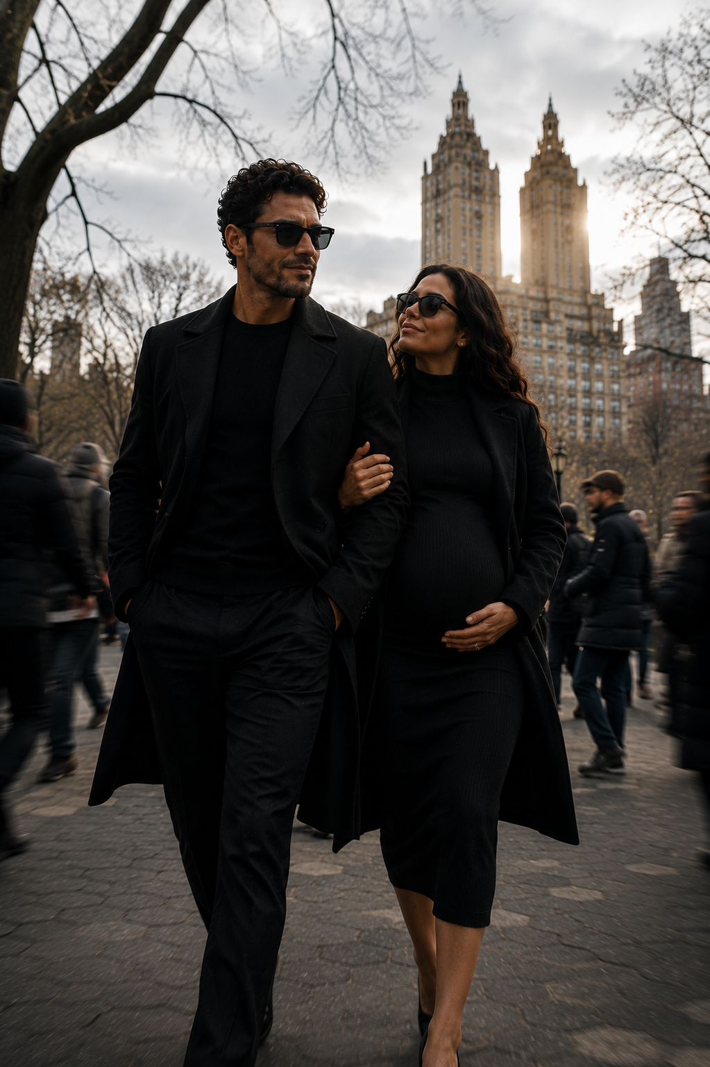 Man and pregnant partner walking through Central Park — three pillars of male reproductive health